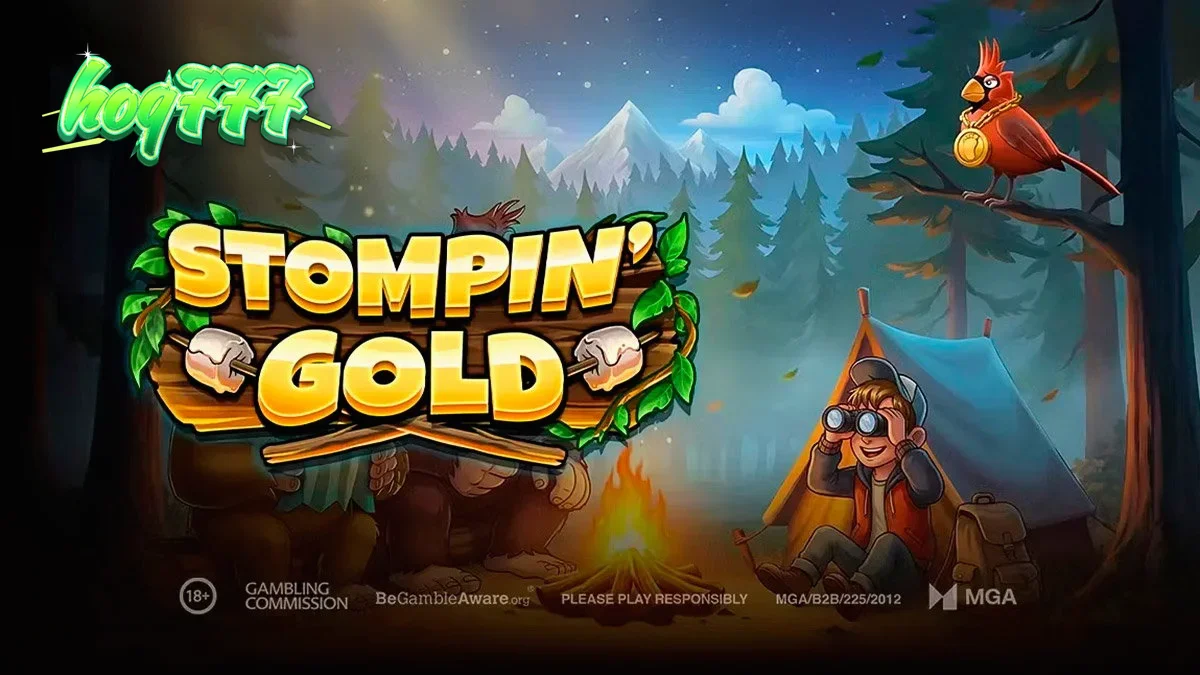 Tampilan visual slot Stompin' Gold dengan karakter Jack Tracker dan Bigfoot